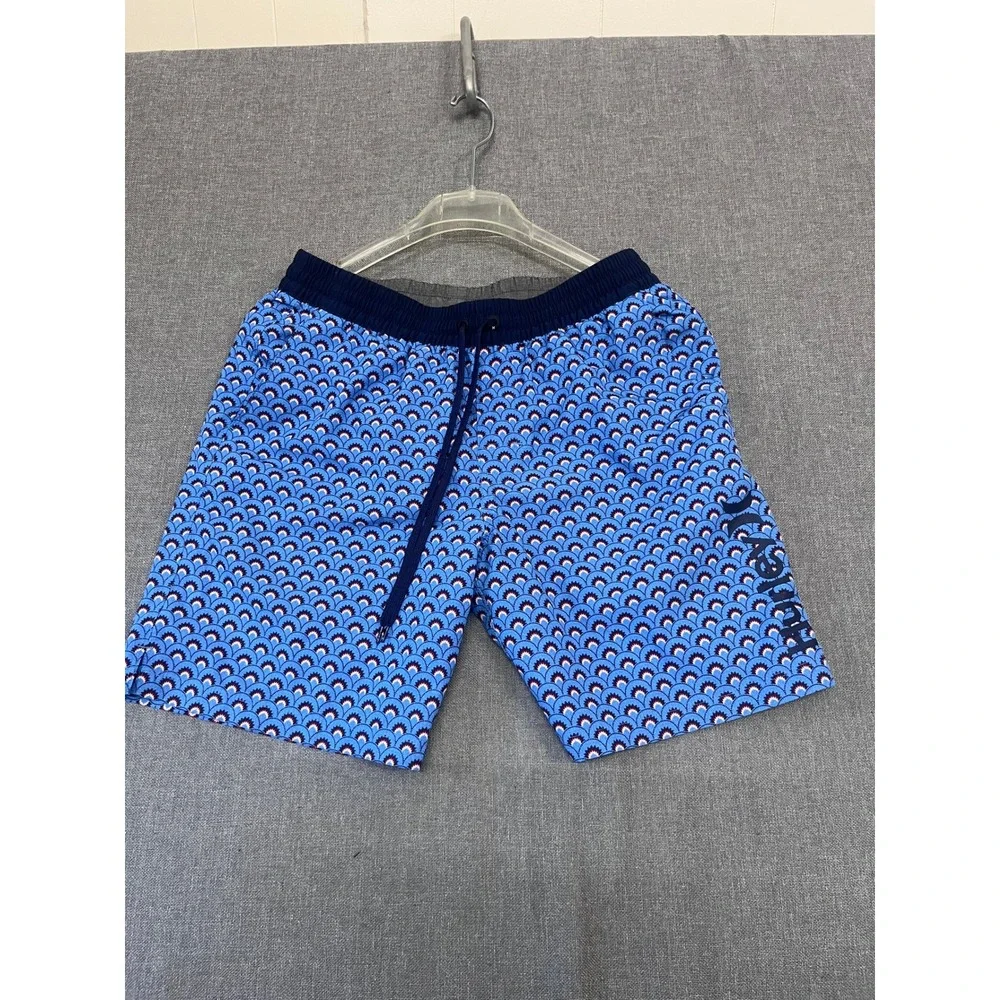 Hurley Mens Blue Geometric Fan Print Swim Shorts Board Shorts Large